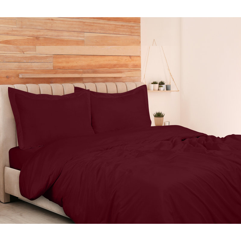 Literie , Rouge, Housse de couette double et 2 taies d'oreiller