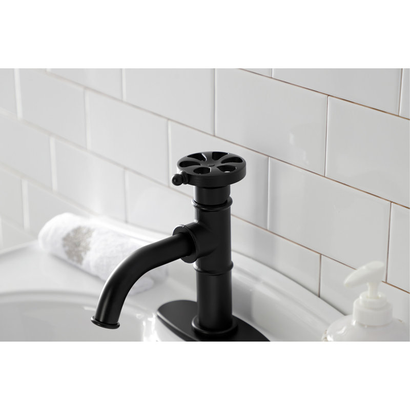Robinet de salle de bain à une poignée à fixation sur le comptoir à 1 trou avec bouton-poussoir et plaque de fixation Kingston
