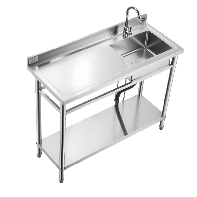 47.2'' L x 19.7'' W Silver Freestanding Laundry Sink with Faucet
