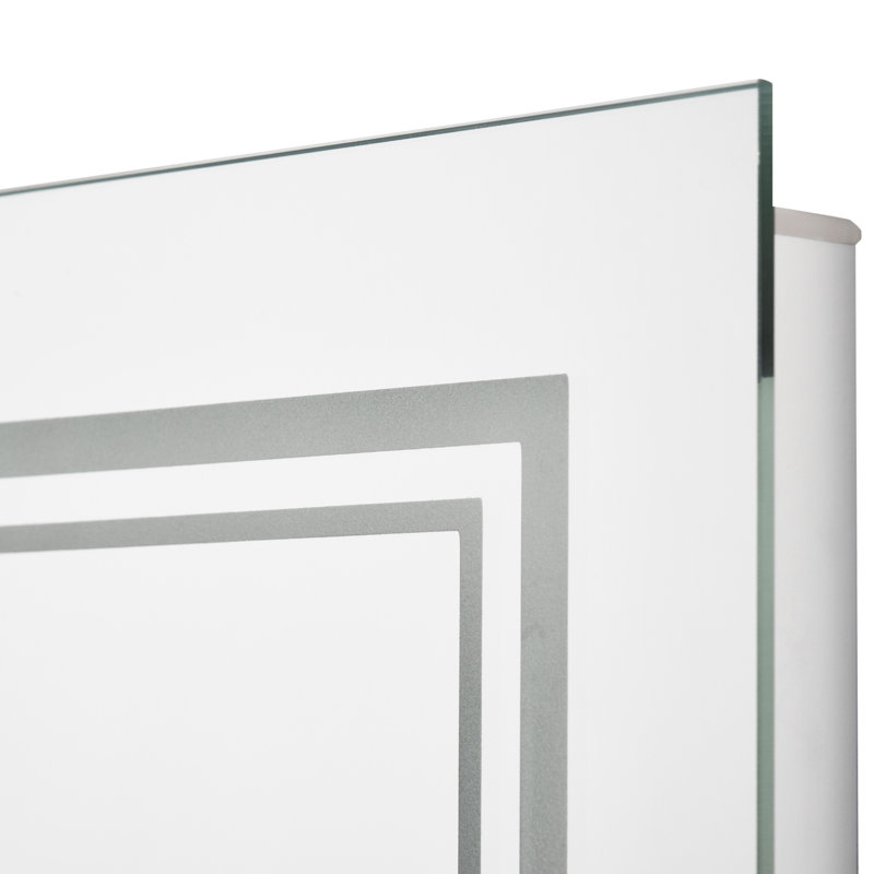 Miroir lumineux de salle de bain 32 po x 24 po, fixation murale, bouton intelligent, imperméable, argenté, divers choix de fixation, meuble-lavabo 32 po x 24 po