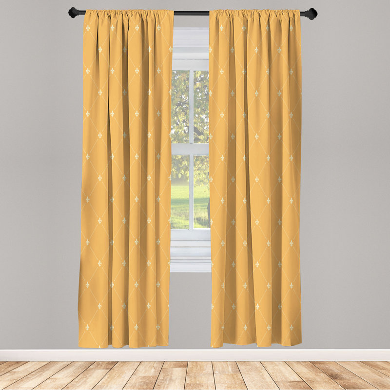 Microfiber Floral Semi-Sheer Rod Pocket Curtain Panels, 28" W x 84" L, Dark Gray/Coffee
