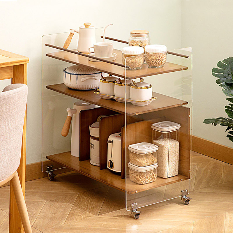 Accent Side Table with Bamboo Base, Tawny