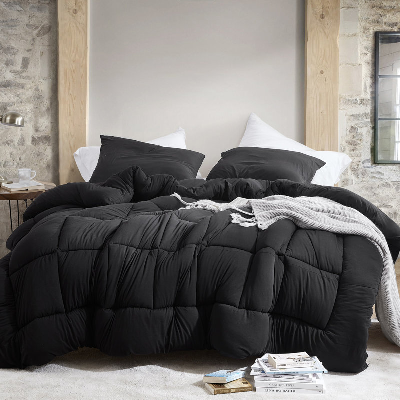 Summertime Coma Inducer Buttery Soft Oversized Comforter, Black, Queen Comforter