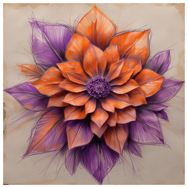 Tapis de bain orange mauve Dahlia, L 24 po x L 17 po