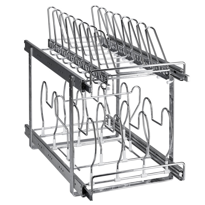 Pan and Pot Rack, 2-Tier Expandable Pull Out Under Cabinet Organizer