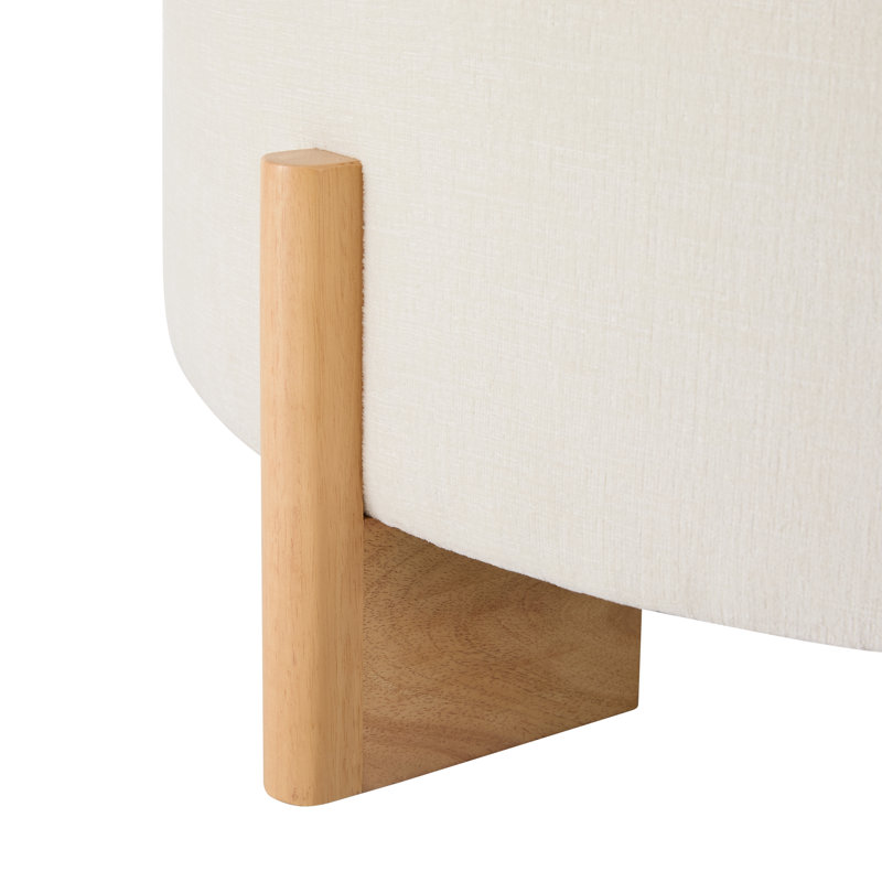 Upholstered Chenille Footstool, Beige