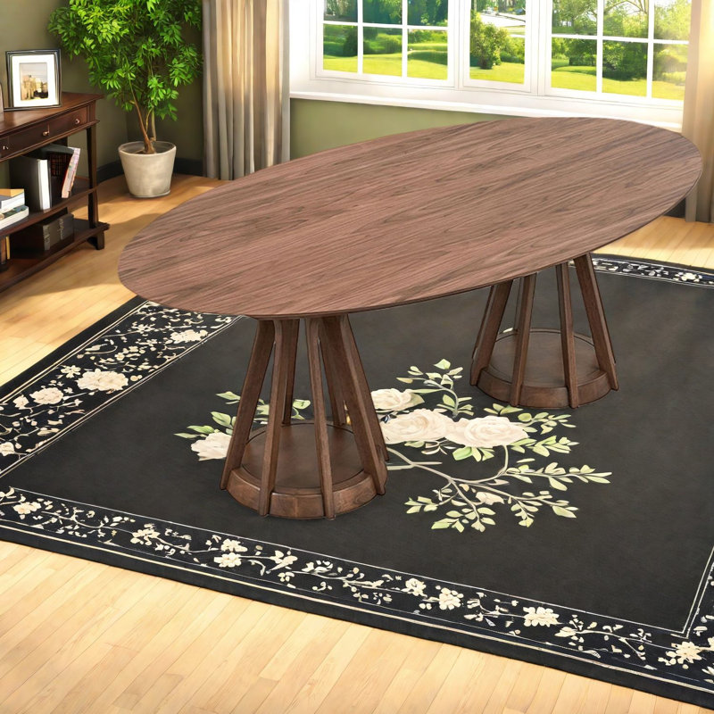 Table de salle à manger spacieuse et moderne, conception en bois de noyer, idéale pour la maison et le restaurant