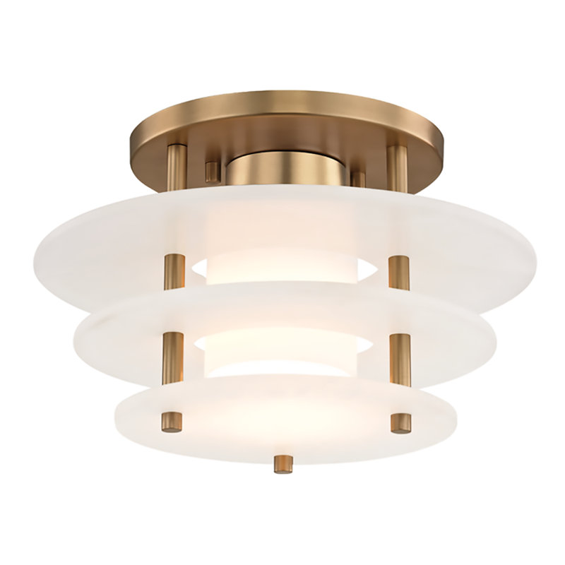 Gatsby 1 Light Flush Mount, Aged Brass, 7.5" H x 15.75" W x 15.75" D