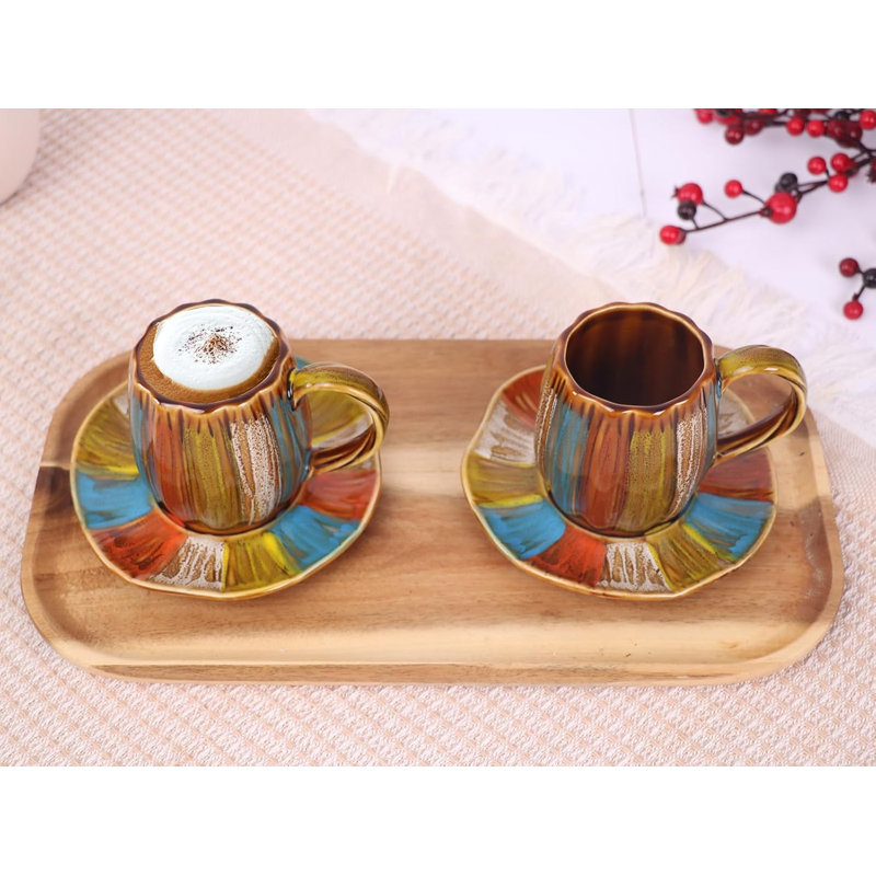 Hand drawn Rainbow Glazed Coffee Cup