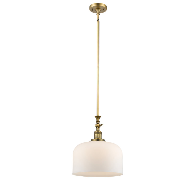 Hiers 1 - Light Single Pendant, No Bulb Included, Matte White Cased, Brushed Brass