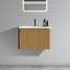Meuble-lavabo 24 po avec texture en chêne naturel rayé - lavabo en céramique blanche inclus Bords incurvés muraux modernes pour une fonction de tiroir facile à ouvrir-1350727672-1350727679