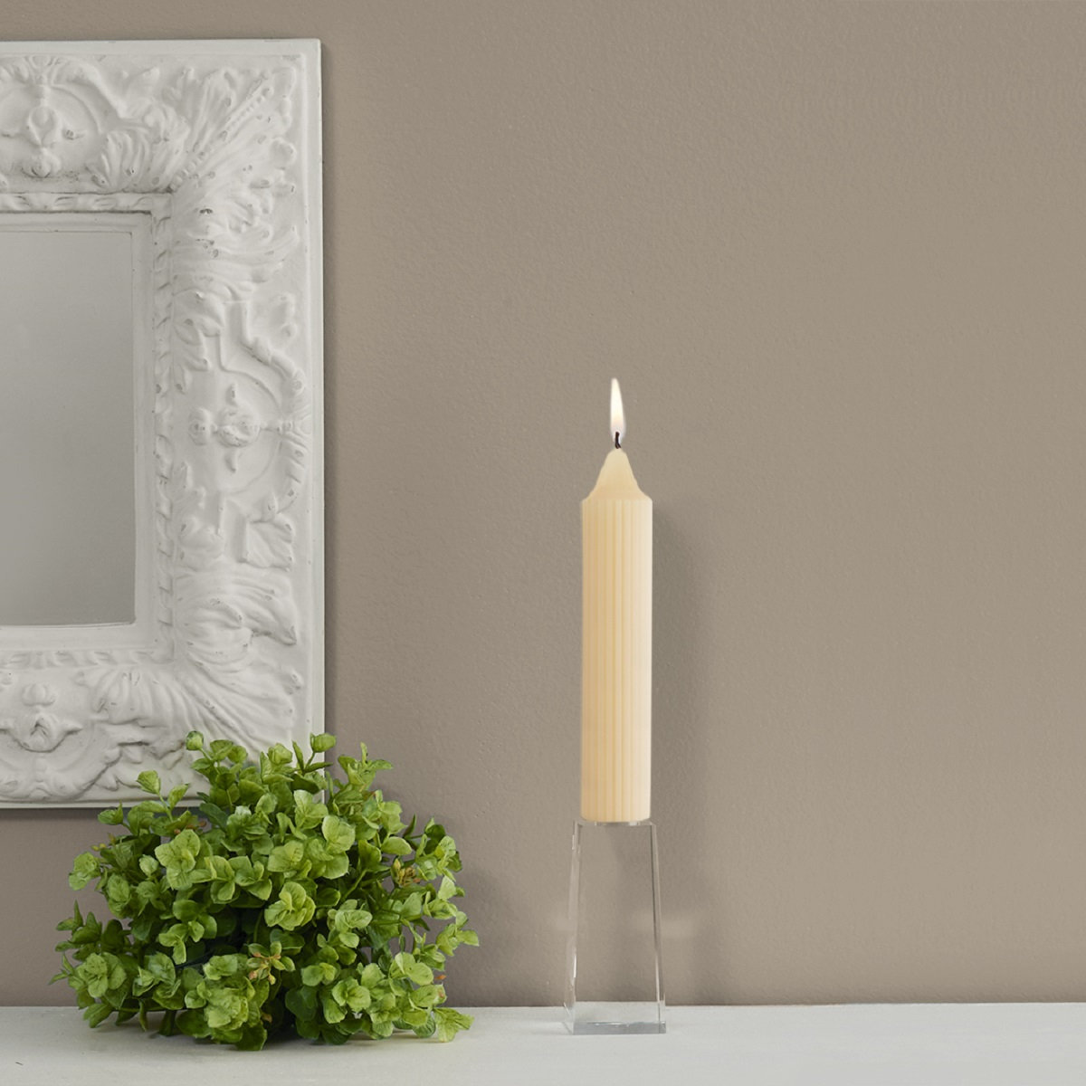 Unscented Taper Candle, Buttercream, 7" H x 1.25" W x 1.25" D