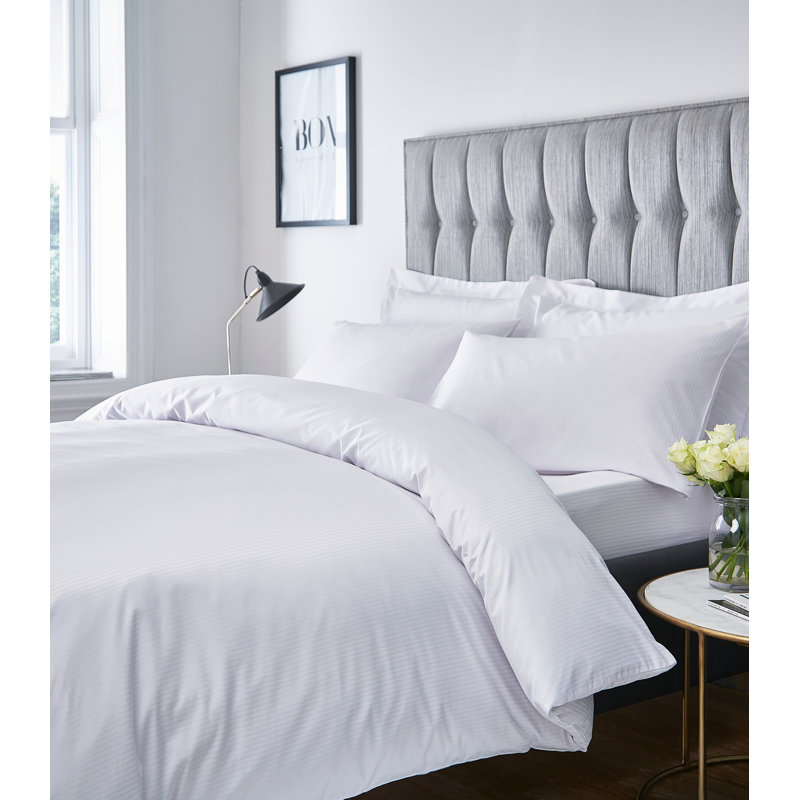 Satin Stripe 300 Thread Count Standard Pillowcase, White