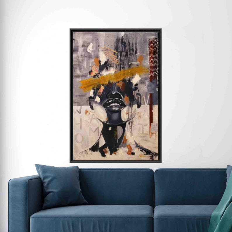 Print on Canvas, 60 cm H x 90 cm W, Black Floater Framed