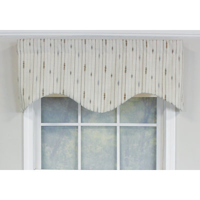 Cotton Blend Striped Scalloped Window Valance