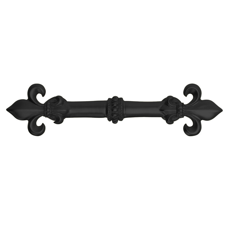 Charlemagne 3 inch center to center pull with large fleur de lys in finish Satin Nickel, Matte Black