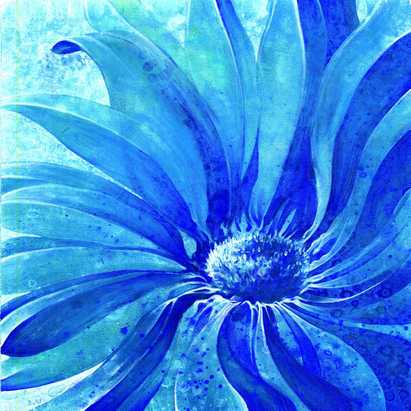 «Blue Flower To The Max», reproduction sur toile tendue, L 12 po x H 12 po