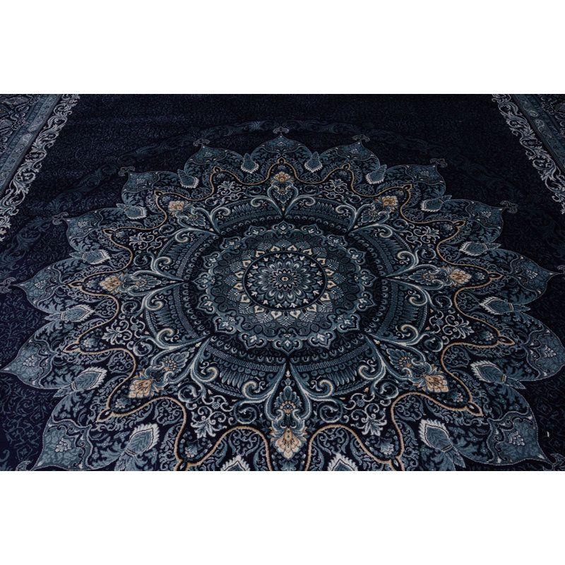 Tapis bleu marine et ivoire 7 x 7 7 po Antep