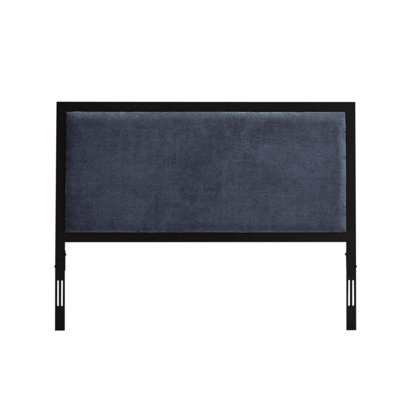 Metal Trim Upholstered Headboard, Queen, Navy