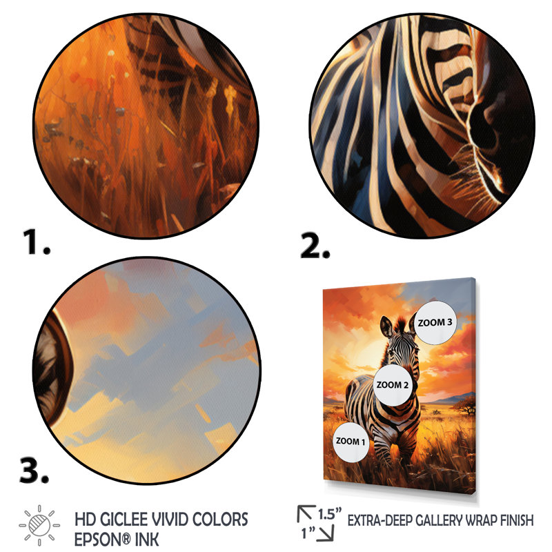 Zèbre sur une vaste prairie I, Argent, H 32 po x l 24 po x P 1 po
