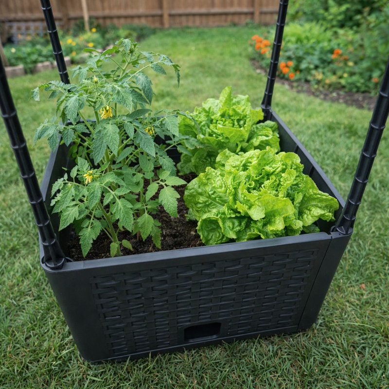 Jardinière avec treillis - Tour de jardin verticale pour patio ou balcon - Bac à légumes surélevé pour tomates, poivrons, herbes et plus - Ensemble de jardin d'extérieur peu encombrant