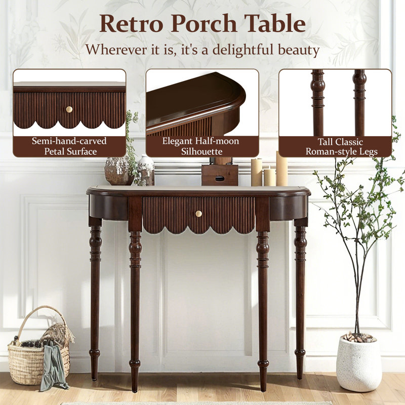 39" Solid Wood Console Table, Walnut