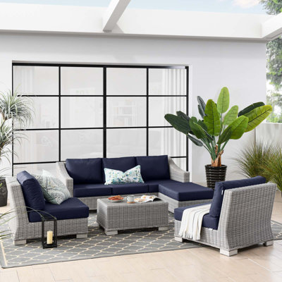 Modway Conway 5-Piece Outdoor Patio Wicker Rattan Furniture Set