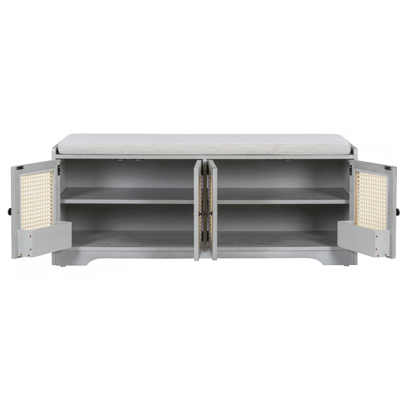 Banc de rangement Rustic, Beige+Gray Wash