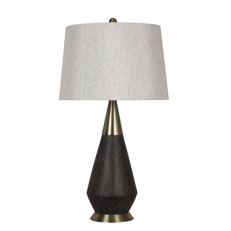 Raleigh 1-Light Dark Walnut Polyresin Table Lamp With A Shade