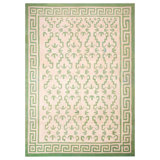 1940s Ivory Geometric Antique Indian Dhurrie Rug 7'3"x10'0" Woven Cotton Carpet