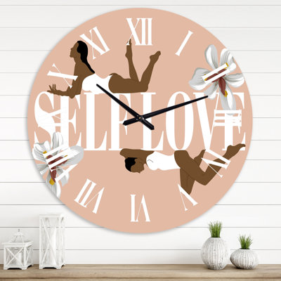 Empowered Cosmic Women Geometric Goddess Series Black and Red XII - Modern wall clock