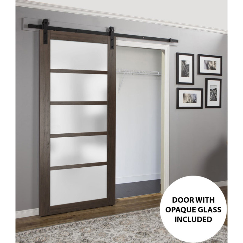 Porte de grange en bois givré Quadro, 32 po x 96 po