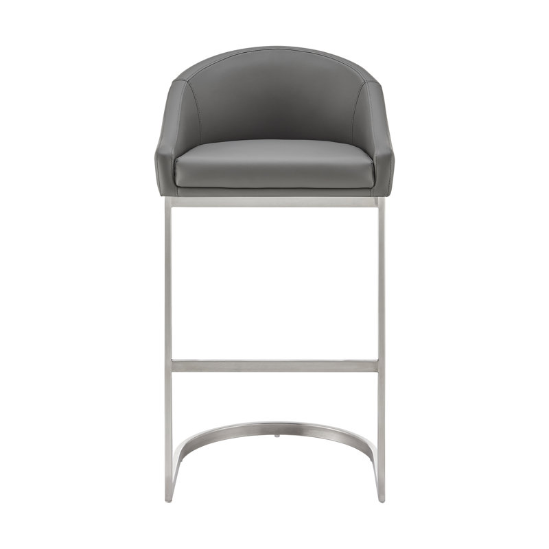 Ayoe Bar and Counter Stool, Brushed Stainless Steel/Grey, Counter Stool (24" Seat Height)