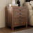 Rustic Farmhouse Style 3-Drawer Nightstand With Cup Pulls And Integrated Charge Station, Small Bedside Table