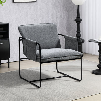 Fauteuil d'appoint moderne en chenille avec poches latérales Modern