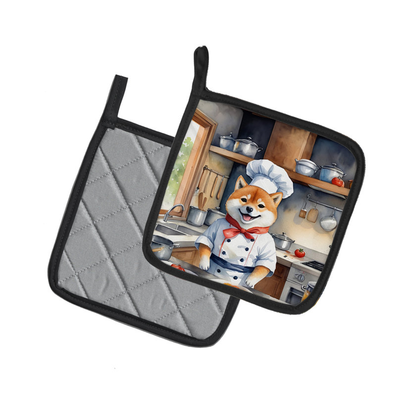 Caroline's Treasures The Dog Chef Polyester Potholder Set