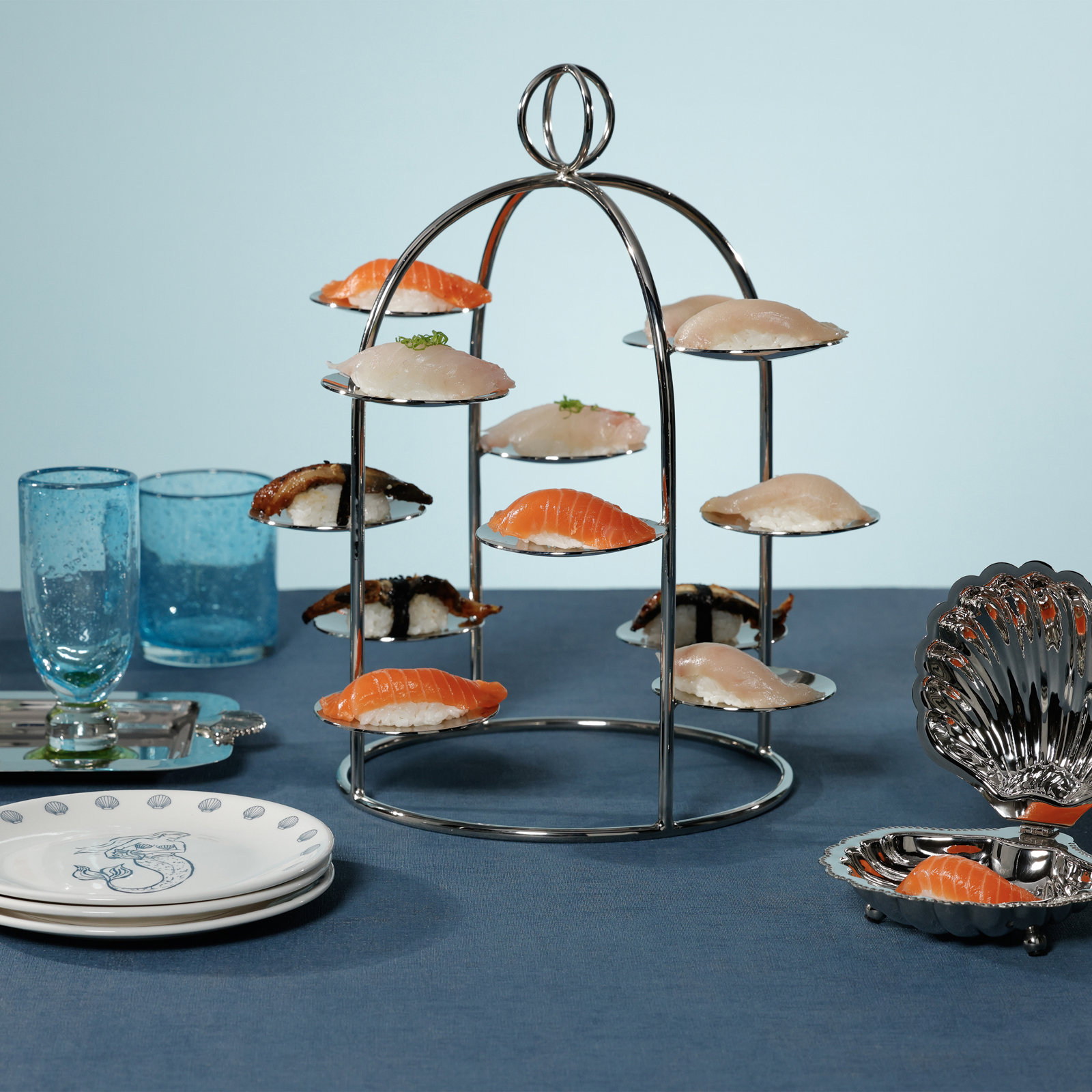 Grand High Tea Tower – 12 Cup Dessert & Appetizer Stand, Nickel