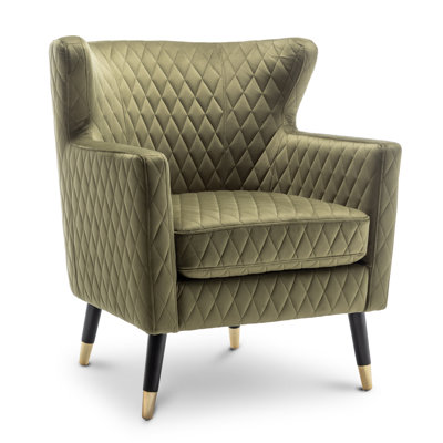 Ghita Quilted Accent Velvet Wingback Chair