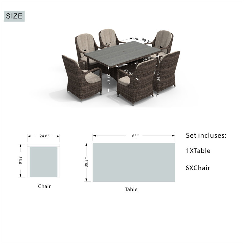 Ensemble repas 7 pièces avec coussin Fraser