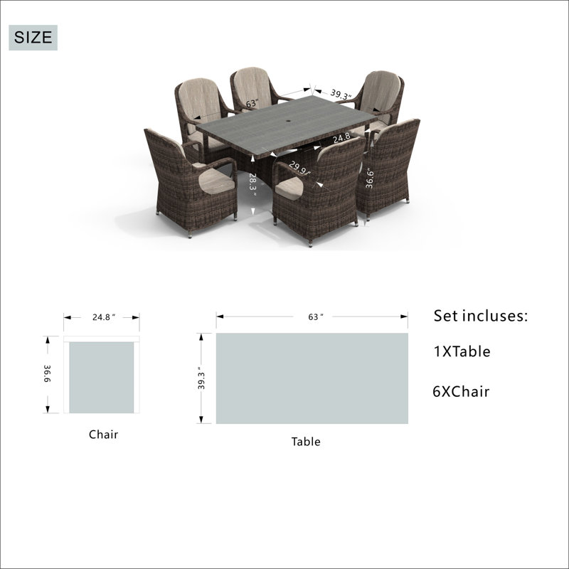 Fraser 7 Piece Dining Set with Cushion