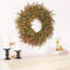 Couronne d'eucalyptus artificiel 26 po - Feuille d'automne orange et verte pour porte d'entrée et maison