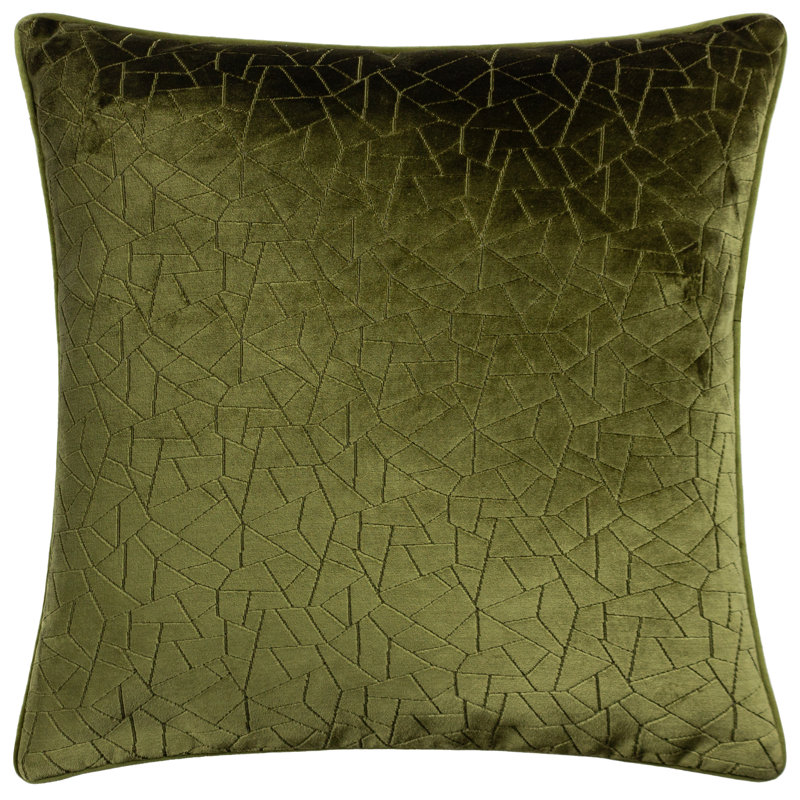 Malans Geometric Orange Square Cushion, Olive