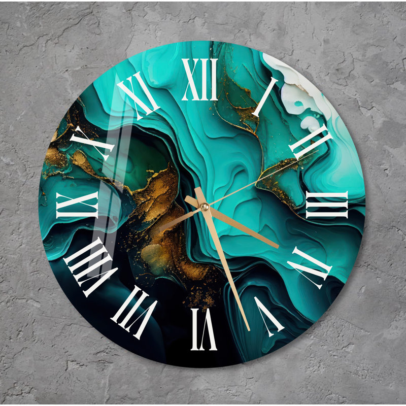 Horloge murale silencieuse en verre trempé de style abstrait, Blanc