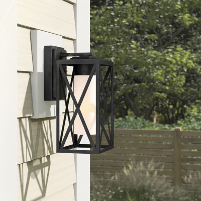 Lanterne murale d'extérieur en verre givré H 10,7 po Ammadas