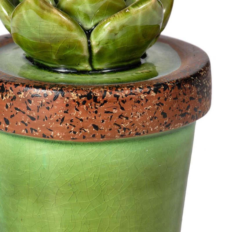 Figurine en céramique Echeveria, H 5 po x l 5 po x P 5 po