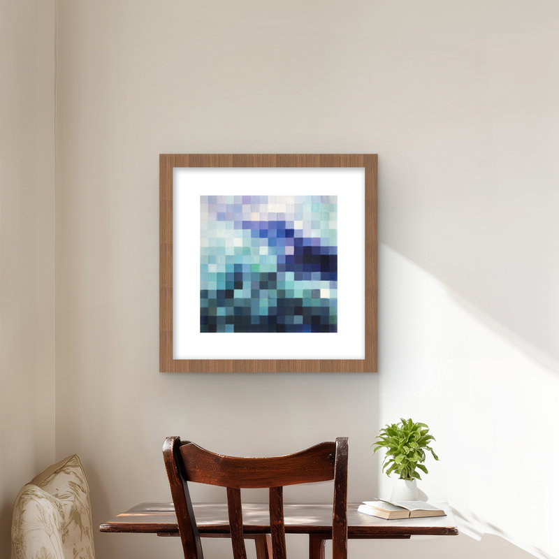 Pixelized Landscape - Reproduction abstraite moderne encadrée pour la décoration, H 16 po x l 16 po