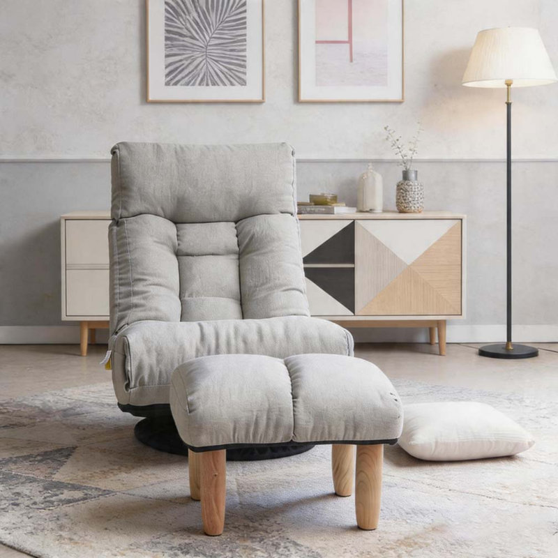 Fauteuil inclinable simple, Tissu gris / brun, H 35,8 po x l 22,8 po x P 45,3 po