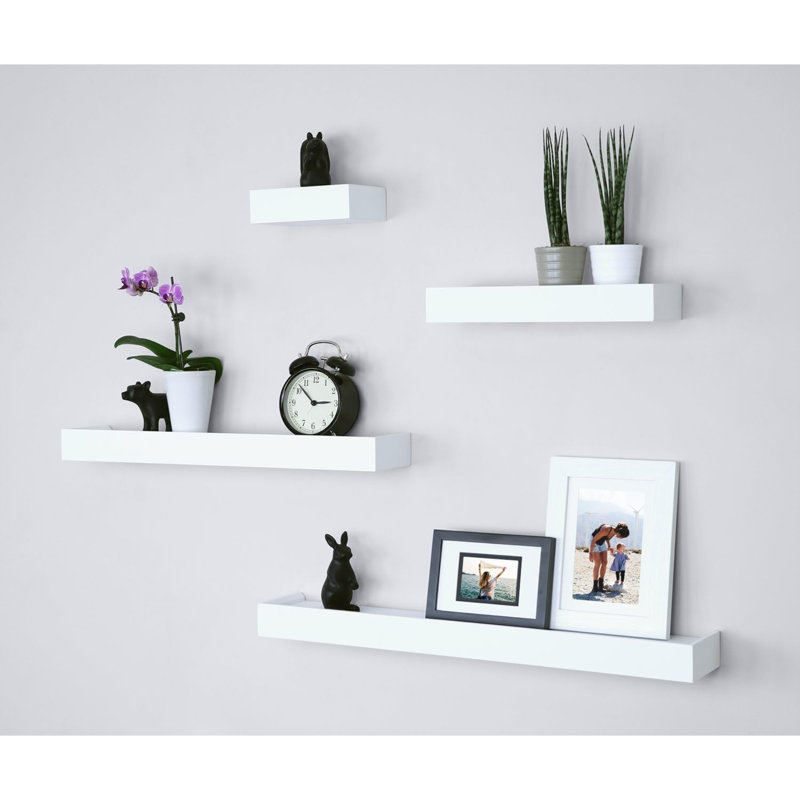Array 4 Piece Floating Wall Shelves Set, White