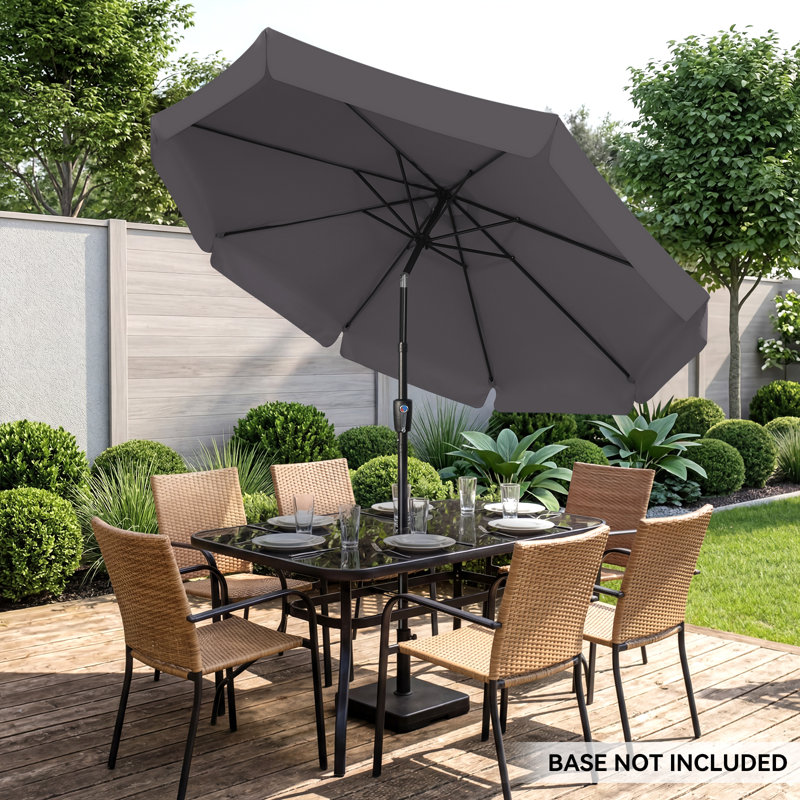 Cesur 3M Garden Parasol Sun Shade Canopy Patio Outdoor Umbrella Crank Tilt UPF 30+, Grey