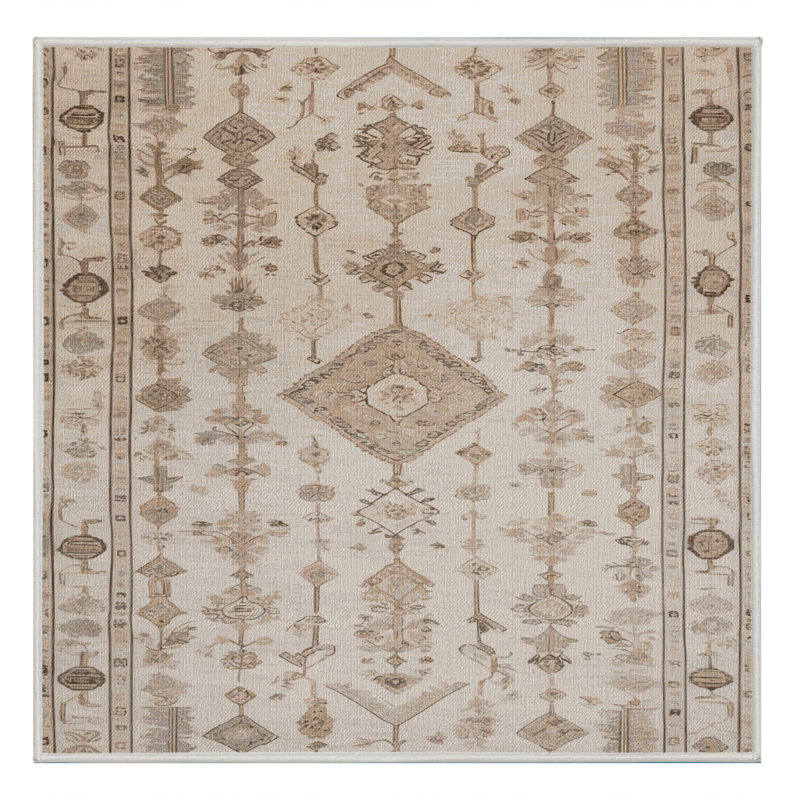Tapis turc beige lavable à la machine, Carré 4 pi
